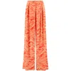 Lavaand Women's Yellow / Orange The Alba Wide Leg Trousers In Orange Waves Satin In Yellow/orange