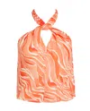 Lavaand Women's Yellow / Orange The Alice Halter Scarf Tie Cami Top In Orange Waves In Yellow/orange