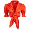 LAVAAND WOMEN'S YELLOW / ORANGE THE ARIA TIE FRONT SHIRT IN SUNSET ORANGE