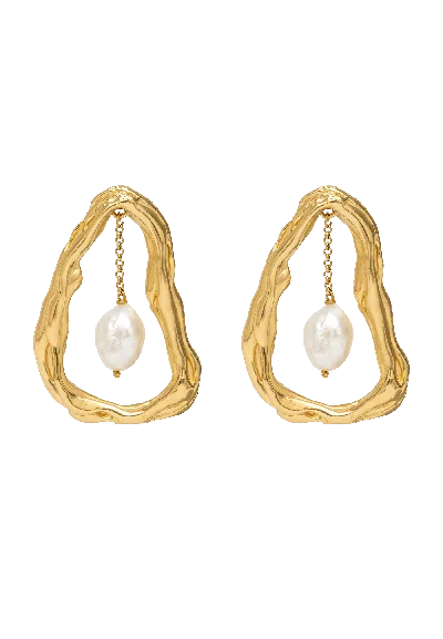 Lavani Jewels Women's Gold / White Giselle Pearl Drop Earrings