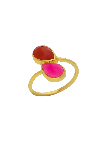 Lavani Jewels Women's Aura Orange And Pink Ring In Gold