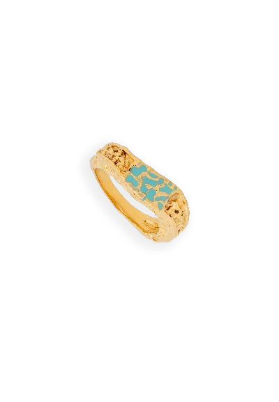 Lavani Jewels Women's Blue Geiser Turquoise Ring In Gold