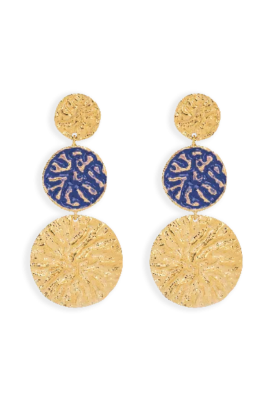 Lavani Jewels Women's Blue Geyser Earrings In Gold