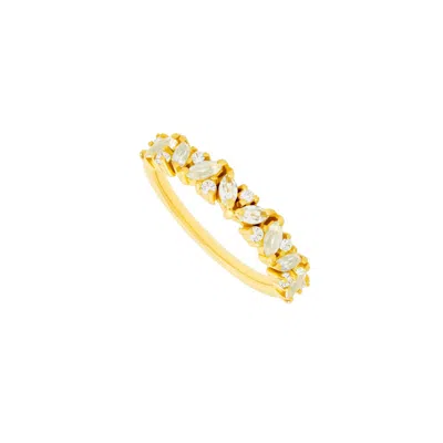 Lavani Jewels Women's Blue / Gold Birthstone Ring March Goldplated & Aquamarine