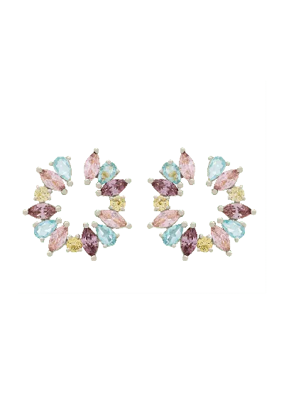 Lavani Jewels Women's Blue / Pink / Purple Amal Silver Earrings