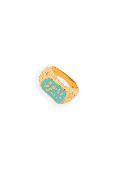 Lavani Jewels Women's Blue Turquoise Magma Ring In Gold
