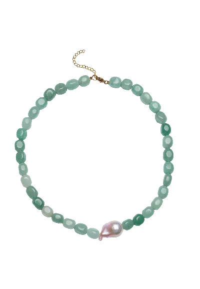 Lavani Jewels Women's Blue / White / Green Aquamarine And Pearl Necklace Nereida