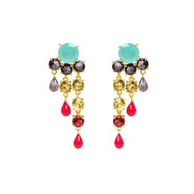 Lavani Jewels Women's Blue / Yellow / Orange Pink & Purple Adoration Earrings In Multi