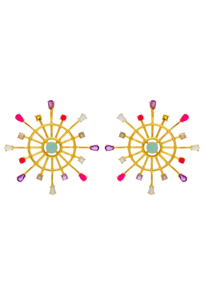 Lavani Jewels Women's Dharma Multicolor Earring In Gold