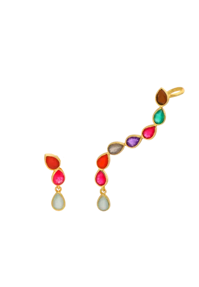 Lavani Jewels Women's Earcuff Aura Multicolor In Yellow