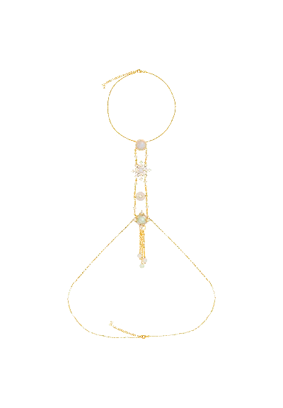 Lavani Jewels Women's Galatea White Moonstone Body Chain In Gold