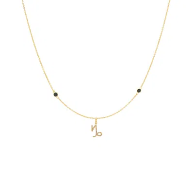 Lavani Jewels Women's Gold / Black Zodiac Horoscope Sign Capricorn Symbol Necklace Gold