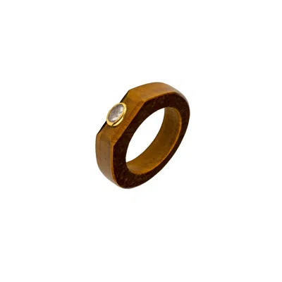 Lavani Jewels Women's Gold / Brown Brown & Gold Plated Blackberry Tiger Eye Ring Small Size