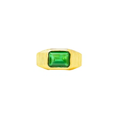 Lavani Jewels Women's Gold / Green Green & Gold Plated Chevalier Ring