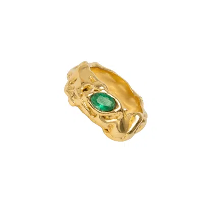 Lavani Jewels Women's Gold / Green Green Judy Ring Large Size In Gold/green