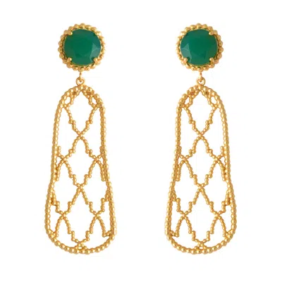 Lavani Jewels Women's Gold / Green Green Mint Alhambra Earrings