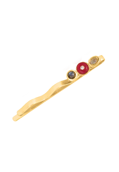 Lavani Jewels Women's Gold / Grey Galatea Multicolor Hairpin With Stones