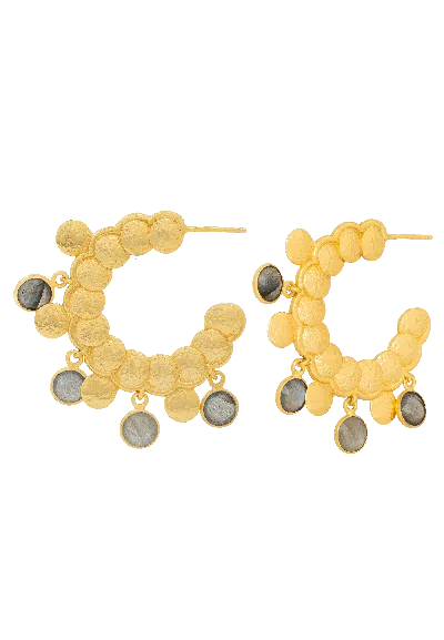 Lavani Jewels Women's Gold / Grey / White Ganimedes Hoop Earrings