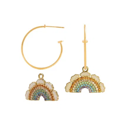Lavani Jewels Women's Gold Multicolored Eclectic Big Drop The Path Earrings