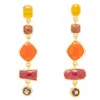 Lavani Jewels Women's Gold Orange Thelma Earrings In Multi
