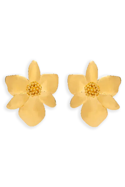 Lavani Jewels Women's Gold Orchid Earrings