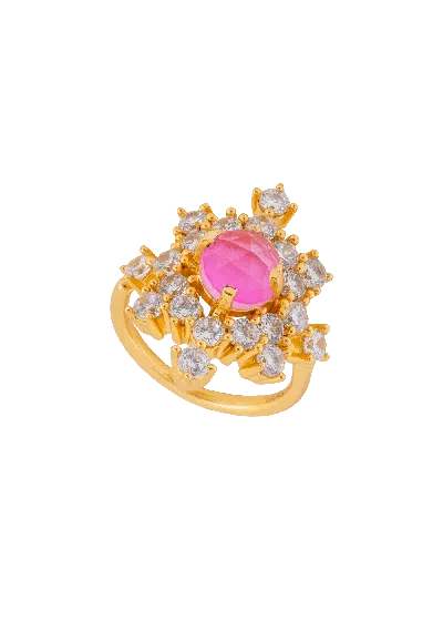 Lavani Jewels Women's Gold / Pink Altaira Fuchsia Ring
