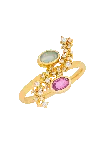 Lavani Jewels Women's Gold / Pink / Blue Cassara Aquamarine Y Fuchsia Ring In Burgundy