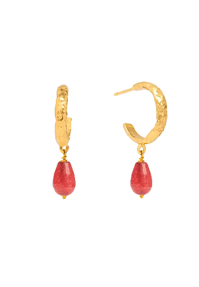 Lavani Jewels Women's Gold / Red Sadie Maroon Hoop Earrings