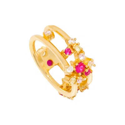 Lavani Jewels Women's Gold / Rose Gold / White Jasmine Flower Ring