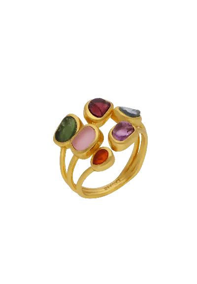 Lavani Jewels Women's Gold Unalome Multicolour Ring