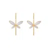 Lavani Jewels Women's Gold / White Dafne Dragonfly White Earrings In Gold