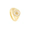Lavani Jewels Women's Gold / White Goldplated Signet Celestial Ring In Gold