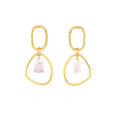 Lavani Jewels Women's Gold / White Mercury White Stone Earrings