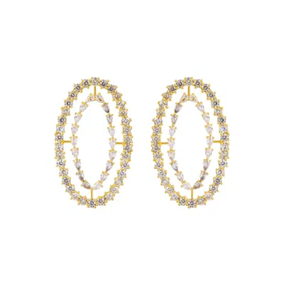 Lavani Jewels Women's Gold / White Rivoli White Earrings