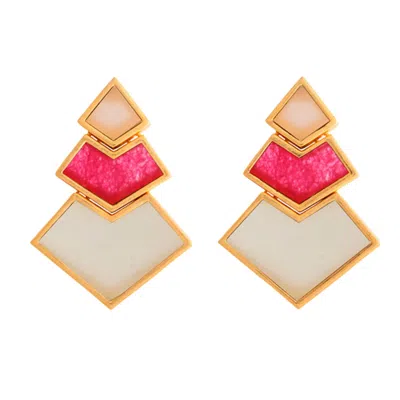 Lavani Jewels Women's Gold / White / Rose Gold Pink, Fucsia & White Nefertiti Earrings In Multi