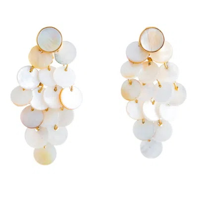 Lavani Jewels Women's Gold / White White Mother Of Pearl Earrings Maldives In Multi