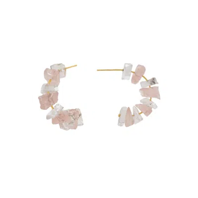 Lavani Jewels Women's Gold / White White Zanzibar Earrings In Neutral