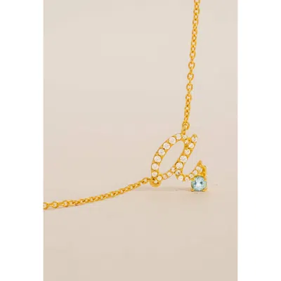 Lavani Jewels Women's Gold / White Zircon "a" Initial Necklace