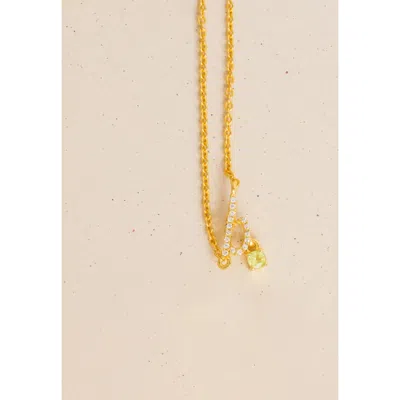 Lavani Jewels Women's Gold / White Zircon "b" Initial Necklace