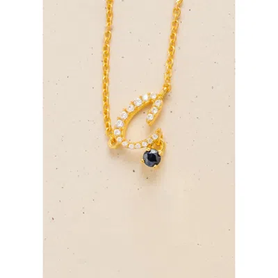Lavani Jewels Women's Gold / White Zircon "c" Initial Necklace In Metallic