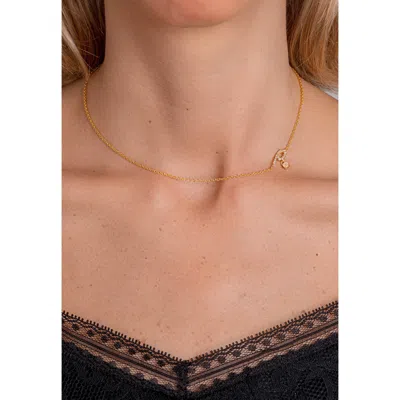 Lavani Jewels Women's Gold / White Zircon "p" Initial Necklace
