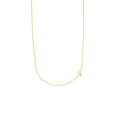 Lavani Jewels Women's Gold / White Zircon "q" Initial Necklace