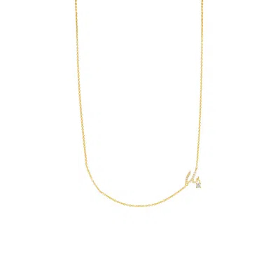 Lavani Jewels Women's Gold / White Zircon "u" Initial Necklace