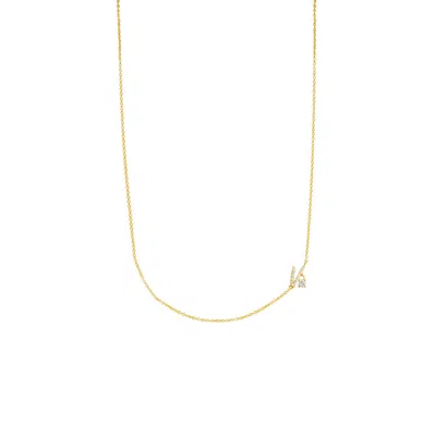 Lavani Jewels Women's Gold / White Zircon "v" Initial Necklace