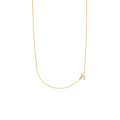 Lavani Jewels Women's Gold / White Zircon "y" Initial Necklace In Multi