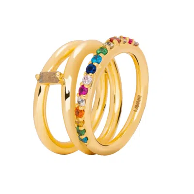 Lavani Jewels Women's Goldplated Multicolored Idol Ring