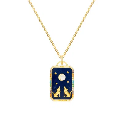 Lavani Jewels Women's Goldplated "the Moon" Tarot Card Necklace In Gray