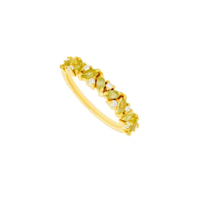 Lavani Jewels Women's Green / Gold Birthstone Ring August Green Goldplated Peridot
