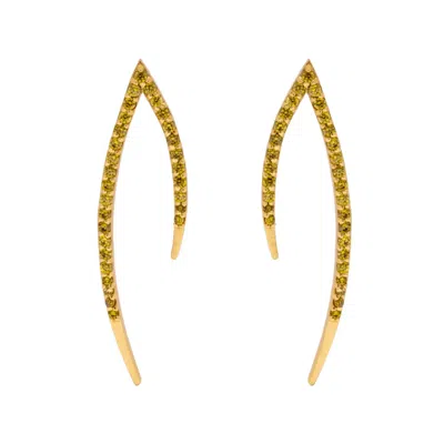 Lavani Jewels Women's Green / Gold Green Goldplated Fez Earrings