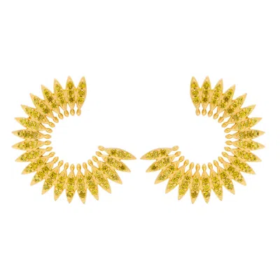 Lavani Jewels Women's Green / Gold Green Goldplated Marrakech Earrings